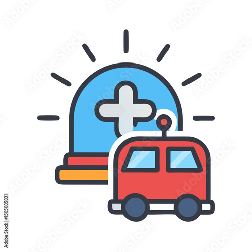 Emergency Services Icon – Urgent Help, Medical Aid, Rescue Symbol