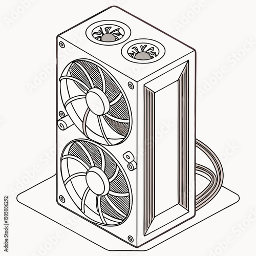 Vector illustration of cleaning cooling fan of a desktop cpu, isolated on  background WHITE
