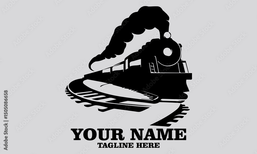 Fototapeta premium Train moving logo design,Train moving vector illustration with white background