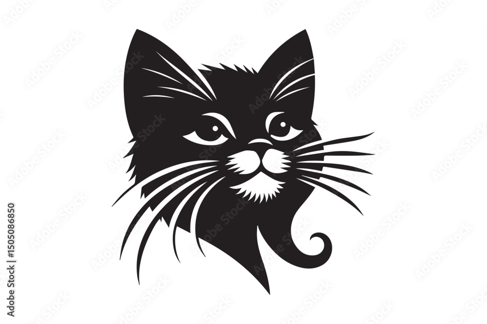 Obraz premium Pussycat Silhouette logo image. Black and White Cat .