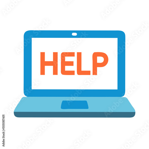 Laptop with Help Text Icon – Online Support and Assistance Symbol in SVG