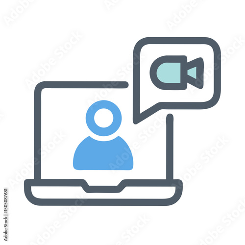Live Chat Video Call Icon – Online Communication and Support Symbol