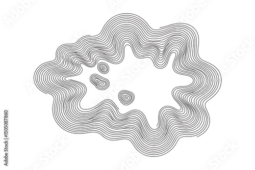 Engraving abstract topographic contour lines isolated on white background