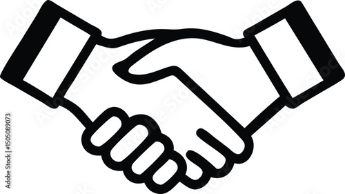 handshake between two businessmen, handshake line art con vector illustration