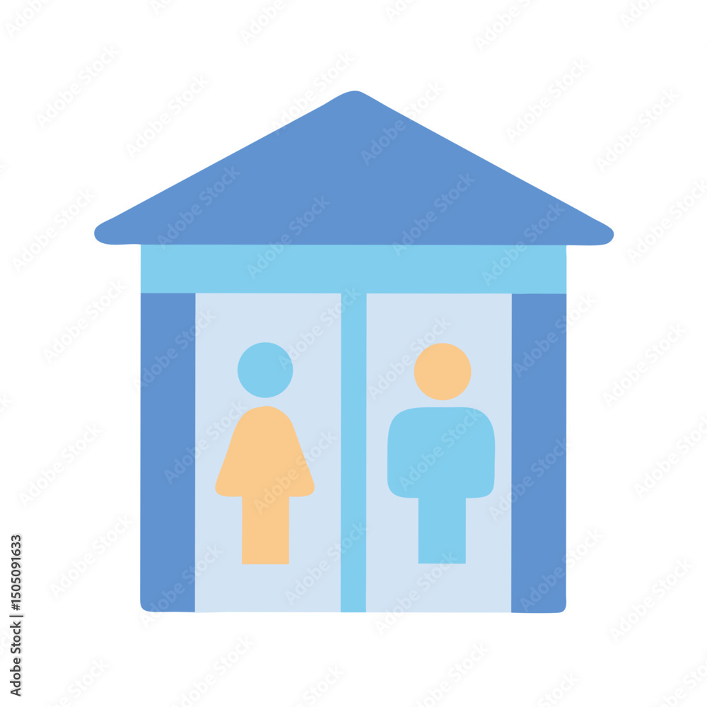 Public Restroom Building Icon – Bathroom Facility, Sanitary Station Symbol Public Restroom Building Icon – Bathroom Facility, Sanitary Station Symbol