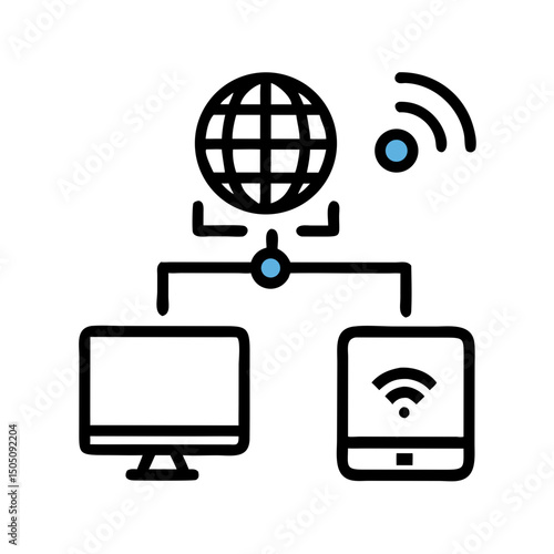 Remote Network Connection Icon – Wireless Access, Internet Link Symbol