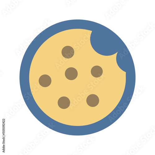 Round Cookie Icon – Sweet Snack, Baked Dessert Biscuit Symbol