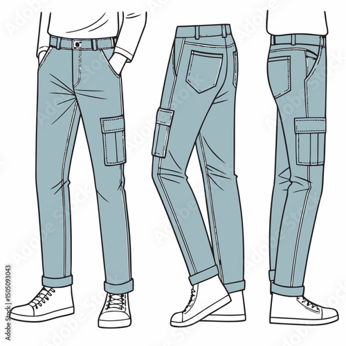 Fashion Vector  – Men in Stylish Jeans, Trousers, and Business Attire
