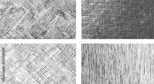 Crosshatch pattern texture set. Hand drawn pencil line. Wood, rain, stripe, hatch organic shape collection.