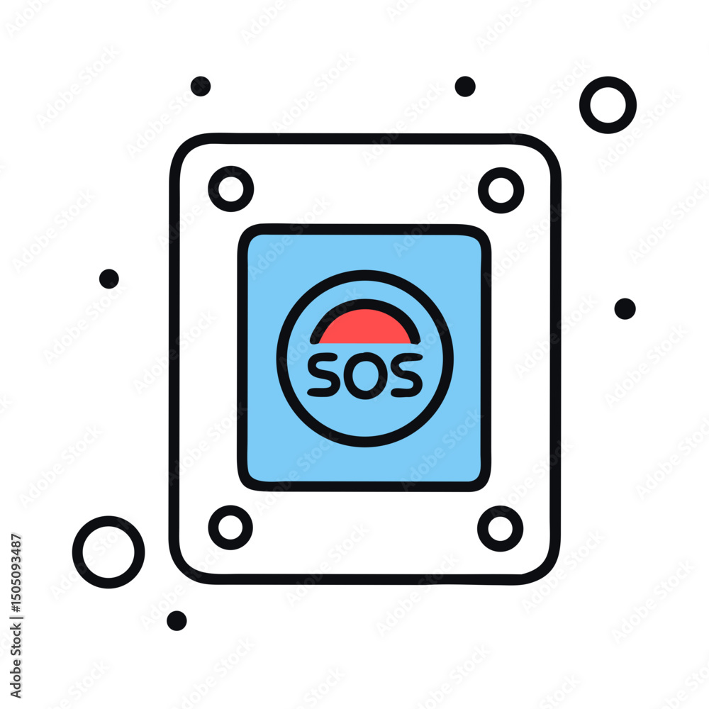 SOS Emergency Button Icon – Urgent Help and Alert Symbol, Safety and Rescue SOS Emergency Button Icon – Urgent Help and Alert Symbol, Safety and Rescue