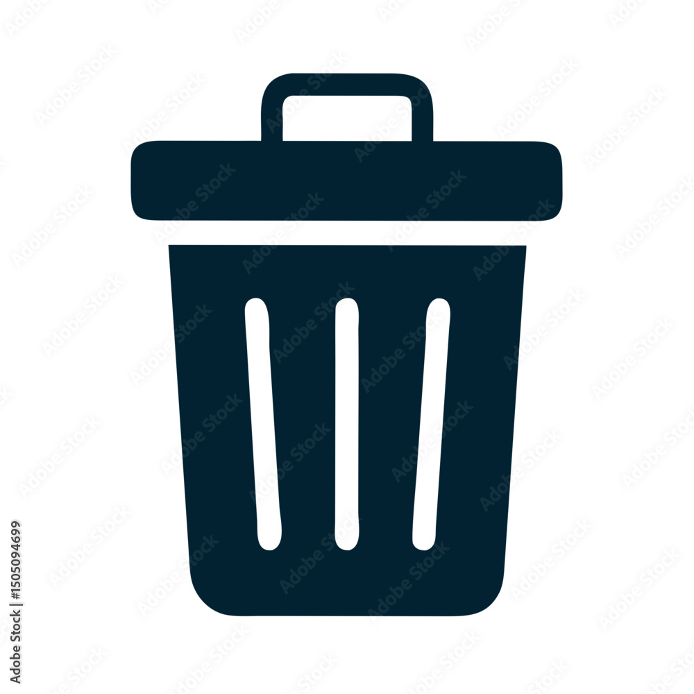Trash Bin with Lid Icon – Covered Waste Container, Garbage Disposal Symbol Trash Bin with Lid Icon – Covered Waste Container, Garbage Disposal Symbol