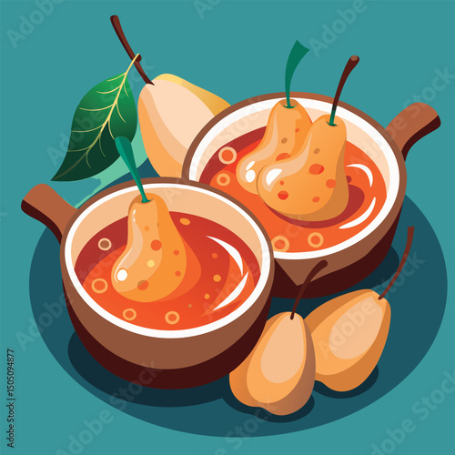 Delicious pears in a sweet sauce.