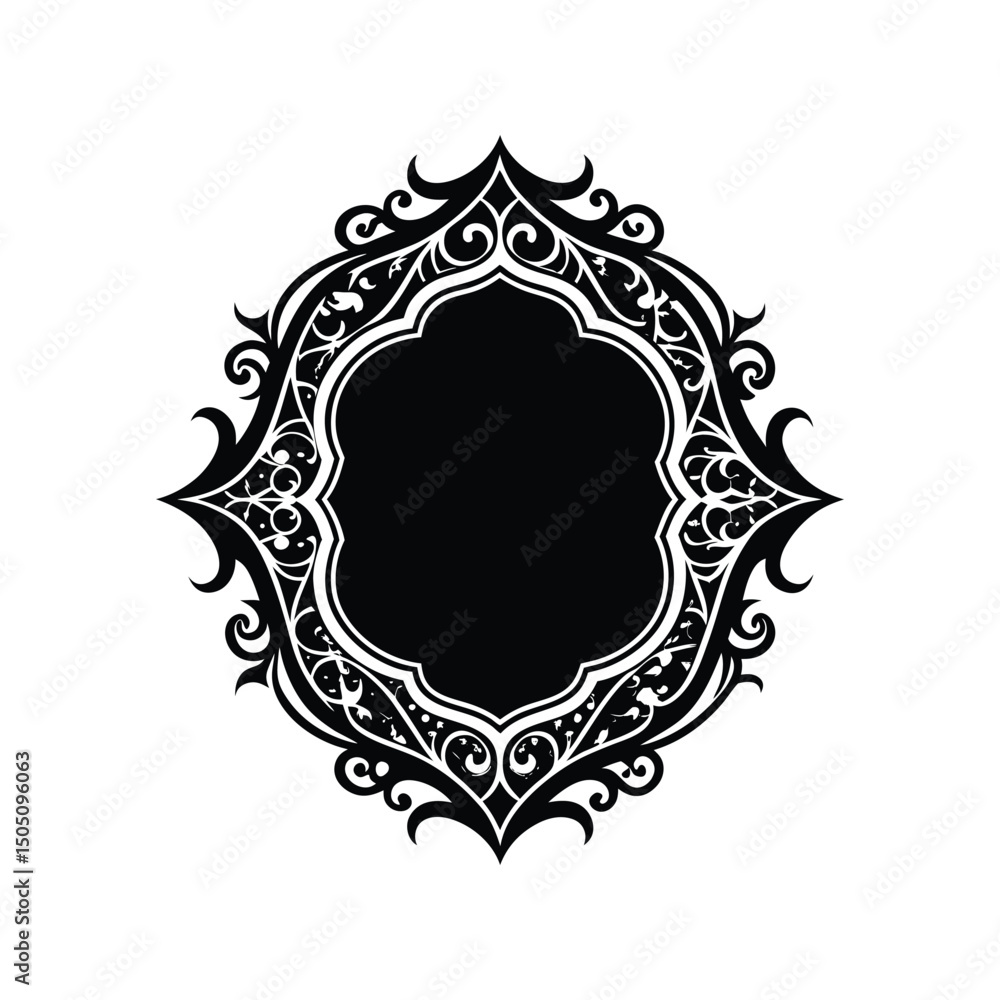 gothic style frame with intricate lace mascot logo vector illustration isolated on white background gothic style frame with intricate lace mascot logo vector illustration isolated on white background