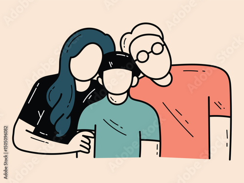 A happy family that is so compact vector illustration design
