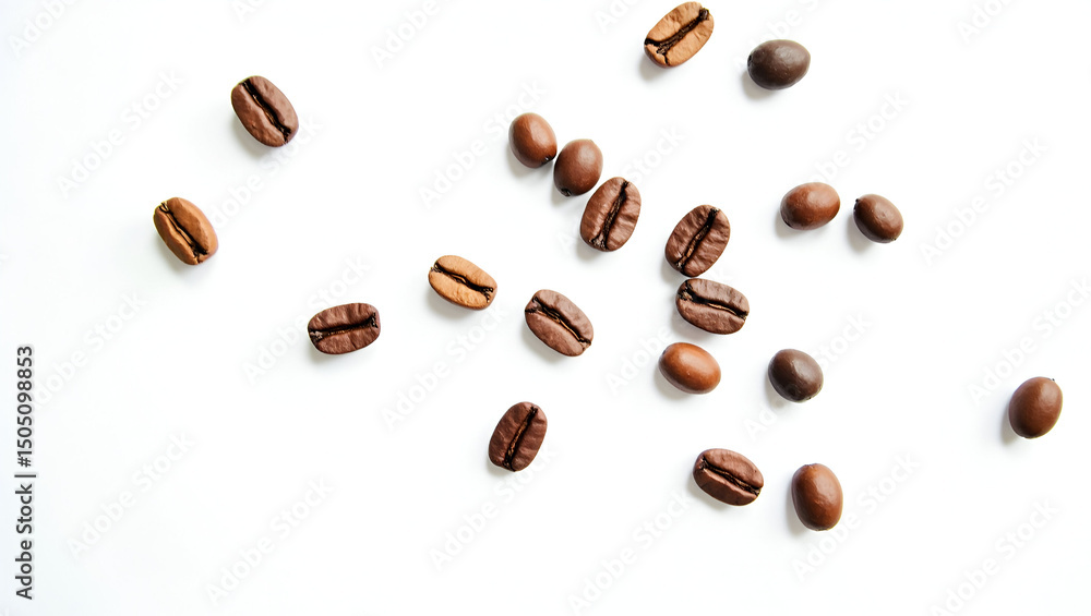 Roasted coffee beans isolated on a clean white background Roasted coffee beans isolated on a clean white background