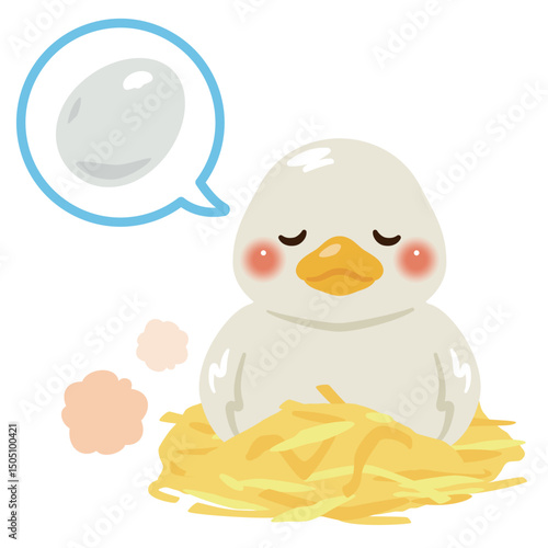卵を温めるアヒルのイラスト