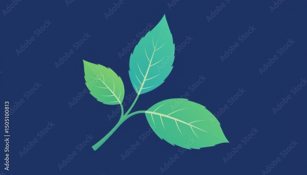 Green leaves on a blue background illustration. Green leaves on a blue background illustration.