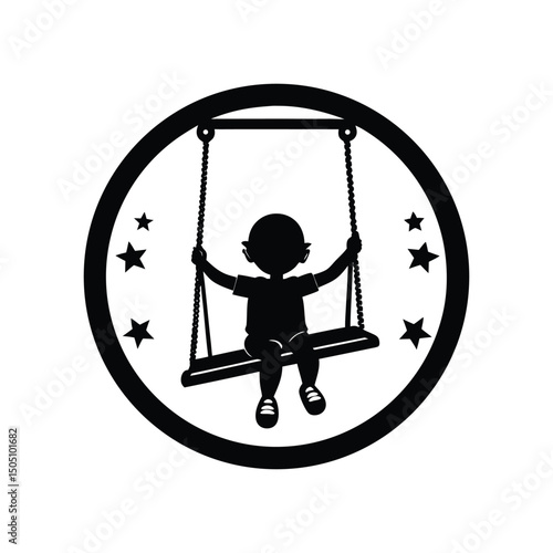 swing for kids logo vector illustration isolated on white background