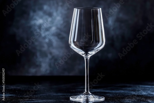 Elegant crystal wine glass with intricate cut patterns on wooden surface, illuminated by warm golden light for a sophisticated ambiance