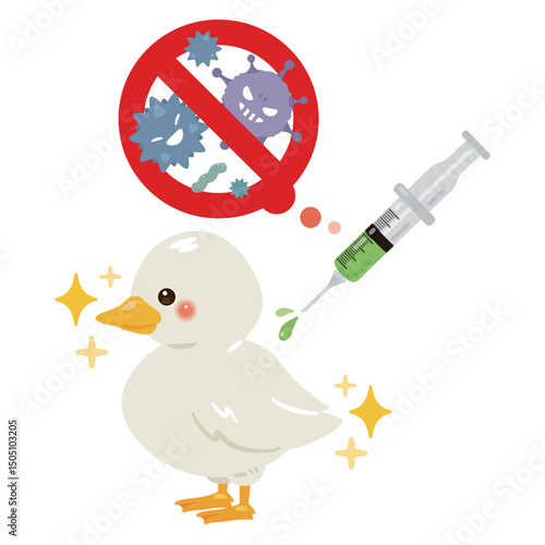 ワクチンを受けるアヒルのイラスト