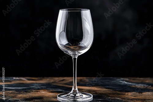 Elegant crystal wine glass with intricate cut patterns on wooden surface, illuminated by warm golden light for a sophisticated ambiance