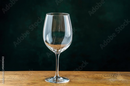 Elegant crystal wine glass with intricate cut patterns on wooden surface, illuminated by warm golden light for a sophisticated ambiance