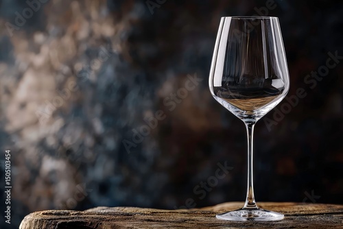 Elegant crystal wine glass with intricate cut patterns on wooden surface, illuminated by warm golden light for a sophisticated ambiance