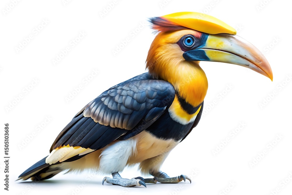 Fototapeta premium Bird with a yellow beak and a blue head