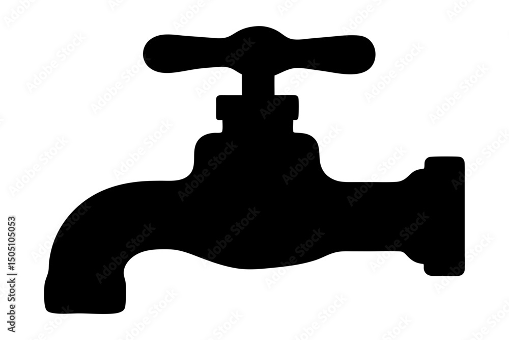 Water tap icon vector, Water faucet silhouette vector Water tap icon vector, Water faucet silhouette vector