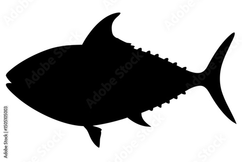 Tuna fish silhouette, tuna line art vector illustration