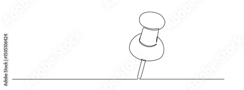 continuous line art of push pins. this icon is for printing banners or stationery stores