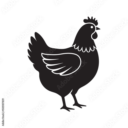 chicken icon Vector silhouette illustration, Hen and rooster vector icon illustration on white background