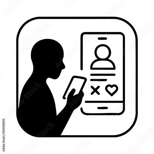 Person Using Dating App with Profile Options