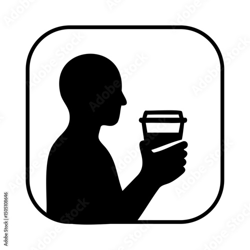 Person Holding Coffee Cup Icon for Relaxation or Routine