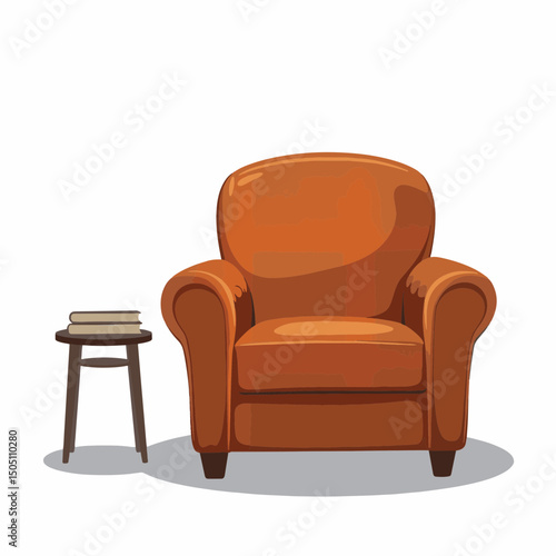 Classic cozy armchair illustration in minimalist room, comfort concept