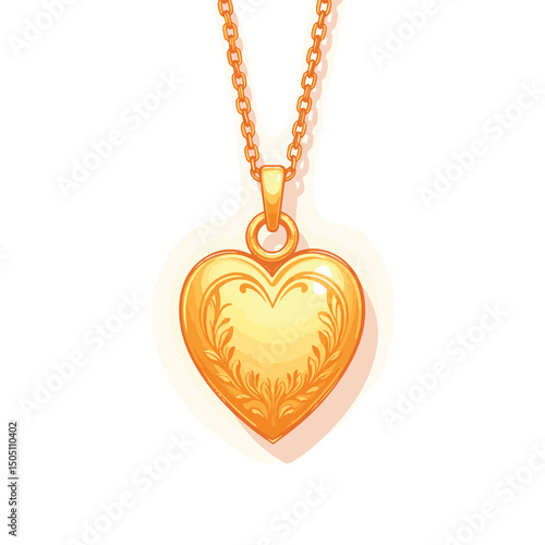 Elegant heart-shaped locket hanging from chain, symbol of love