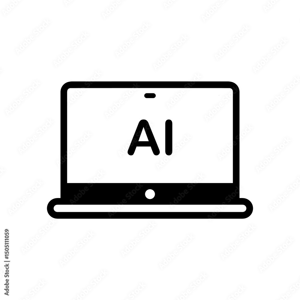 AI laptop icon with simple and modern design for artificial intelligence technology symbol AI laptop icon with simple and modern design for artificial intelligence technology symbol