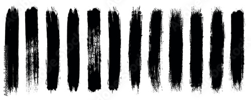 Straight Black Brush Strokes Vector collection. grunge Paint stripe. Vector grungy paint brush strokes collection. Black paint spots vector for design.