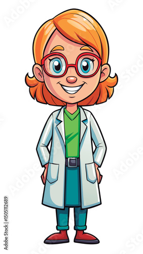 Smiling young scientist in lab coat.