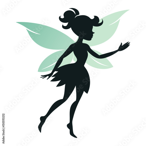 Enchanting Silhouette: A whimsical silhouette of a fairy, with delicate wings and a graceful pose, evokes a sense of magic and wonder.