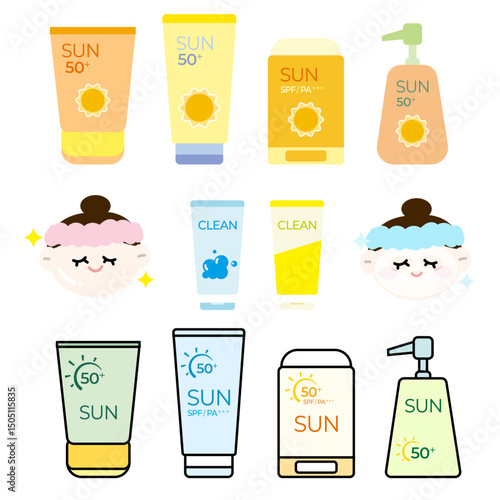 sunscreen_cleansing_beauty_elements_set