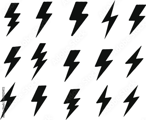 Free Download Set of lightning bolt silhouettes - GFXLoad
