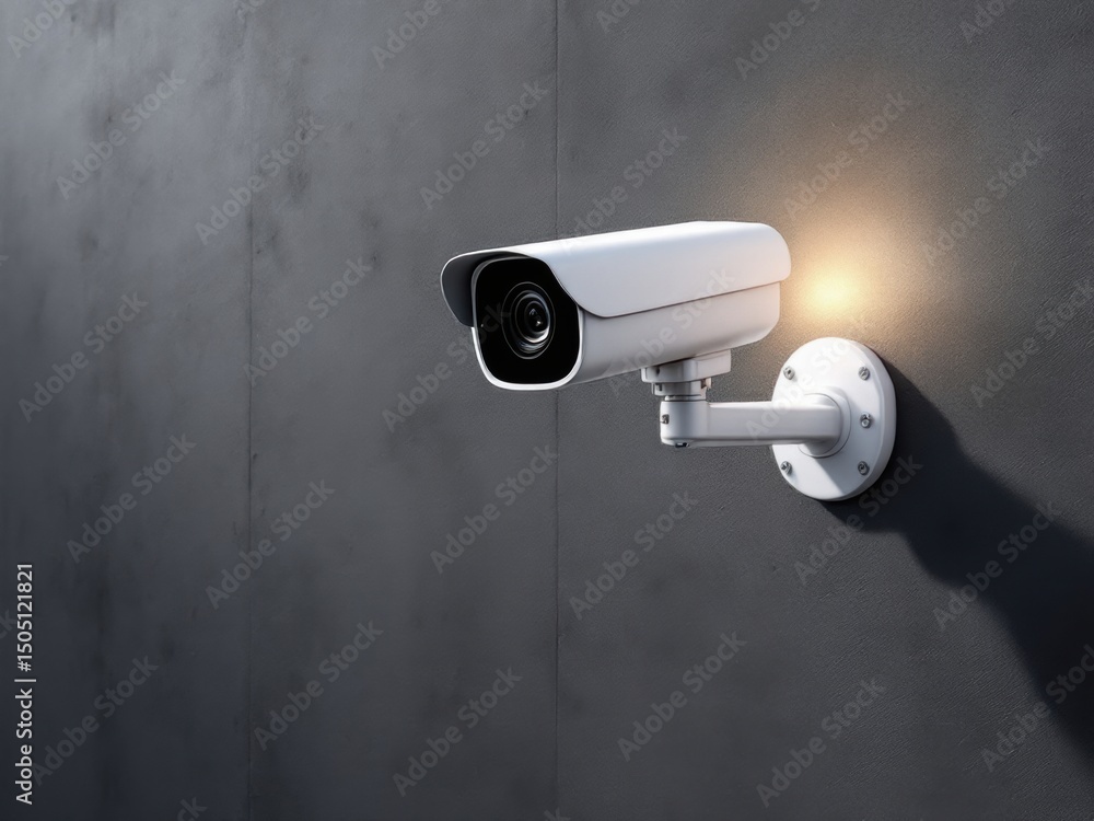 Security camera on wall 3D render. Security camera on wall 3D render.