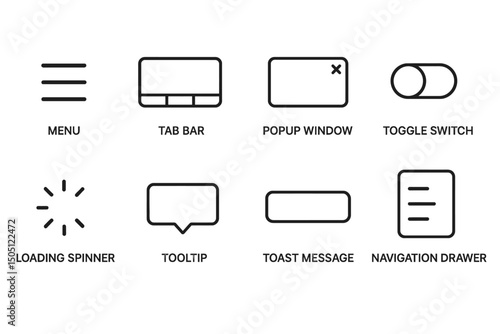 Minimalist ui elements: menu, tab bar, popup, toggle, spinner, tooltip, toast, drawer