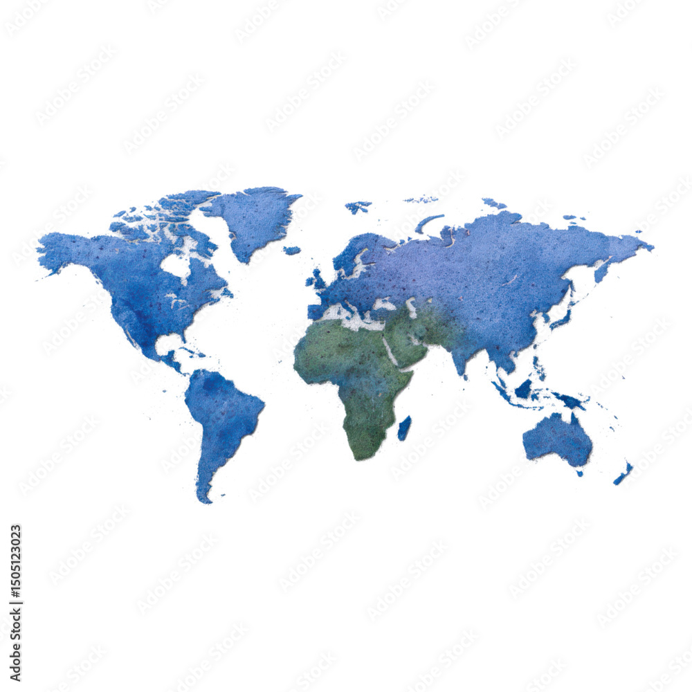 Fototapeta premium A detailed artistic representation of the world map highlighting continents and oceans.