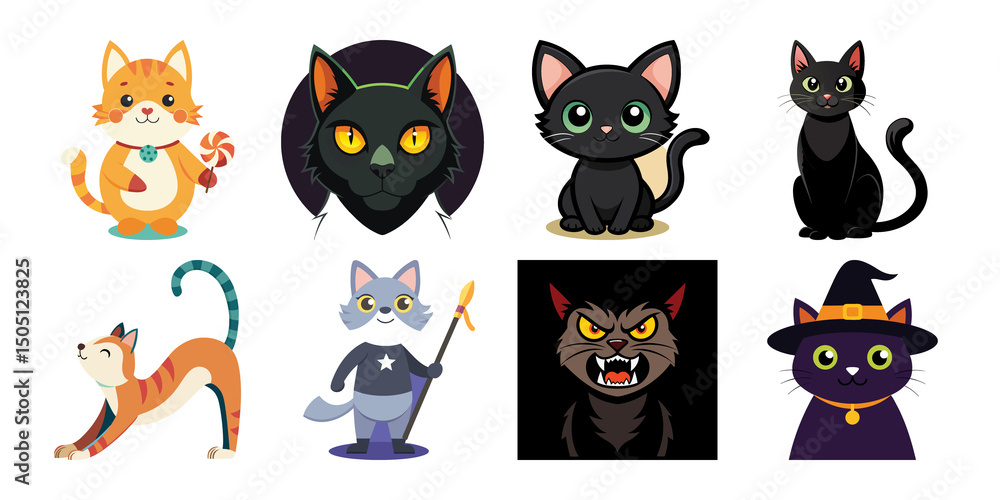 halloween cats set halloween cats set