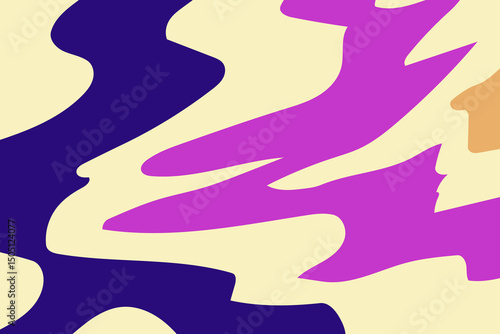 Swirling abstract shapes in purple navy and light tan