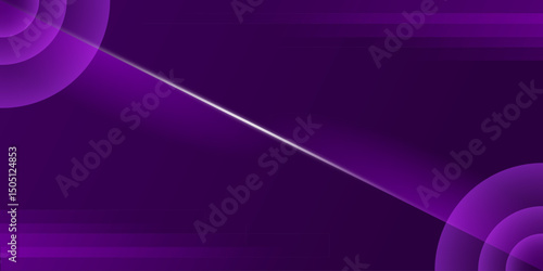Dark purple backdrop with circular layered shapes in opposite corners traversed by a diagonal light line