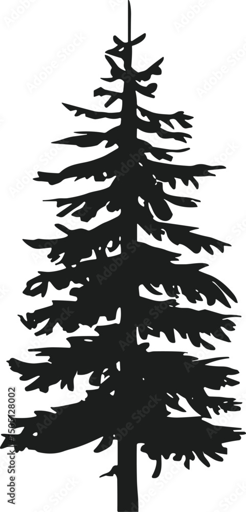 Obraz premium Pine Tree Silhouette Vector – Evergreen Forest Illustration for Nature and Outdoor Designs