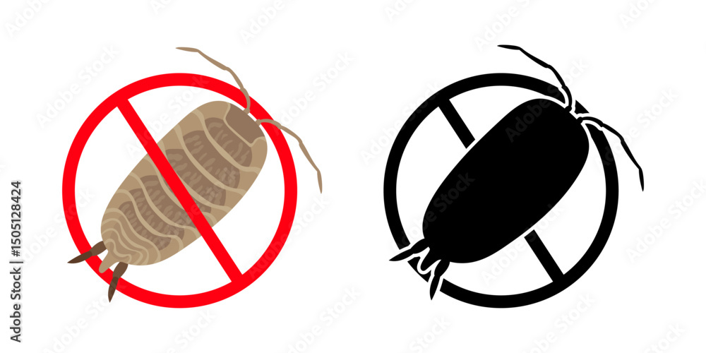 Obraz premium Stop woodlouse sign prohibiting common rough woodlouse, isopods